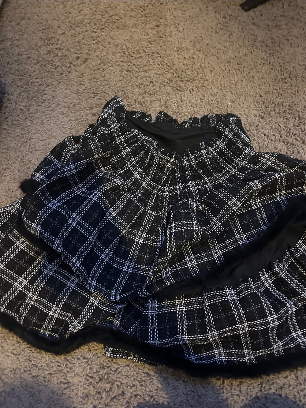 Black Plaid Ruffle Mini Skirt - Picture 2 of 4